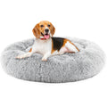 24 Inch Anti-Slip Round Fluffy Plush Faux Fur Cat Bed, Fits Up To 25 L