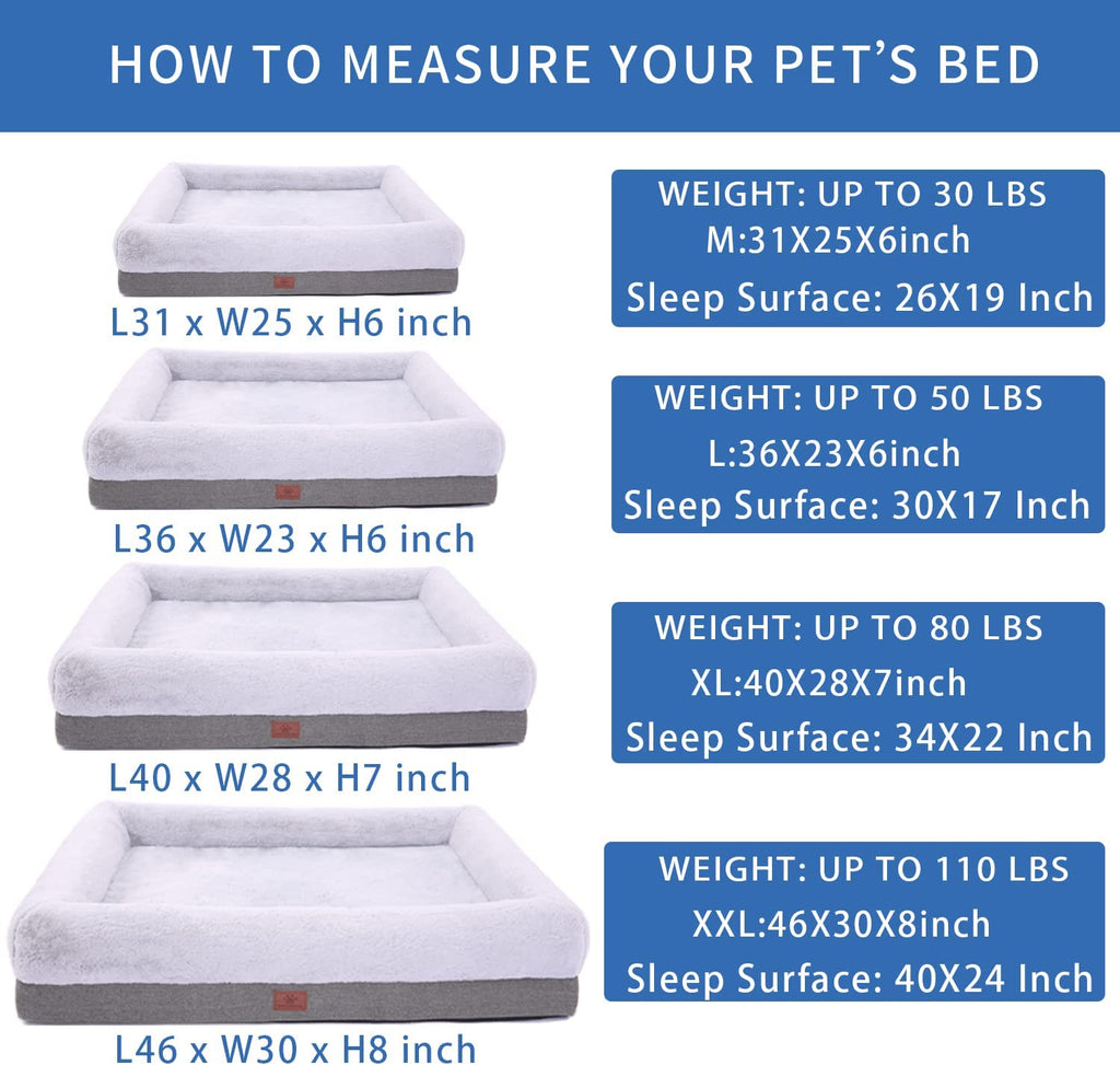 Orthopedic Dog Bed for Medium Dogs, Bolster Sides Dogs Sofa Bed with Removable Washable Cover & Non-Skid Bottom, Soft Pet Bed with Egg Foam Dog Couch for Sleeping, 31 X 25 Inch, Gray