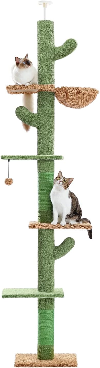 Árbol rascador alto para gatos, estilo cactus, de piso a techo